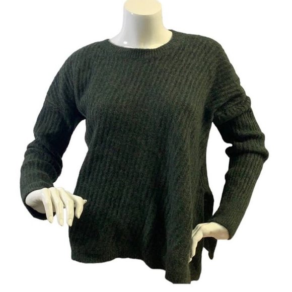 VINCE Side Slit Ribbed Wool Green (M) - Picture 1 of 4